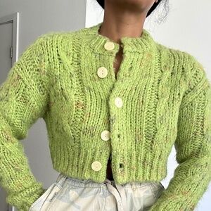 Urban Outfitters Cropped Cable Cardigan, XS